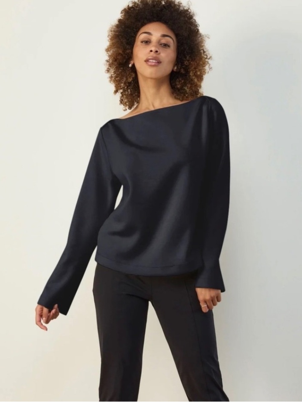 ADAY Womens Black Getaway Scuba LS Top XL